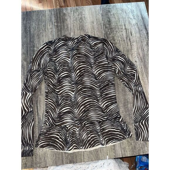 Tory Burch Women's Small Sweater Zebra Print Merino Wool Peplum Cardigan - Picture 4 of 4